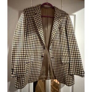 Burberry men’s blue brown check plaid wool jacket blazer vintage sz 40